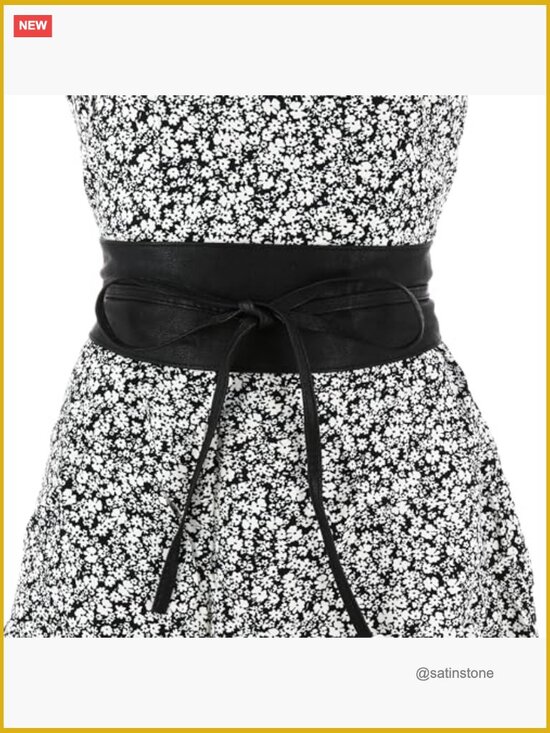 Faux Leather Obi Belt with Centering Loop, 3.5\